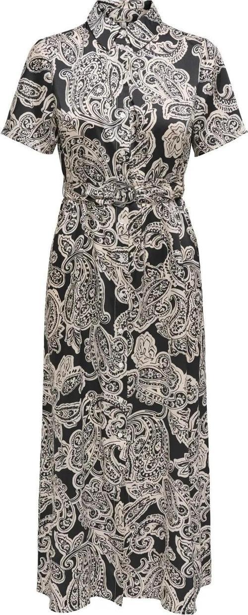 Kadın Onlpaula Desenli Toka Kemerli Maxi Elbise 15341613 Siyah