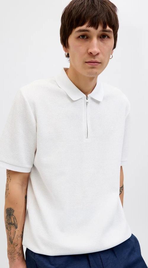Erkek Jjeaustın Polo Yaka Fermuar Kapamalı T-Shirt 12279177 Beyaz