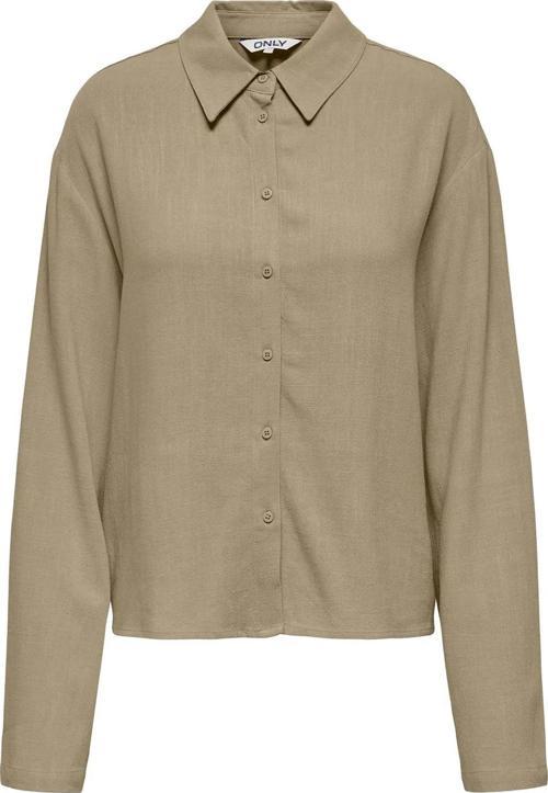 Kadın Onlsolvı Rahat Kesim Uzun Kollu Keten Gömlek 15338695 Bej