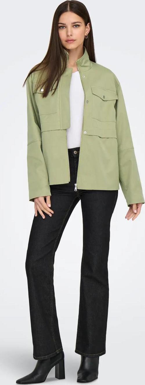 Kadın Onllısa Dik Yaka Fermuar Kapamalı Mevsimlik Mont Ceket 15338047 Oliv