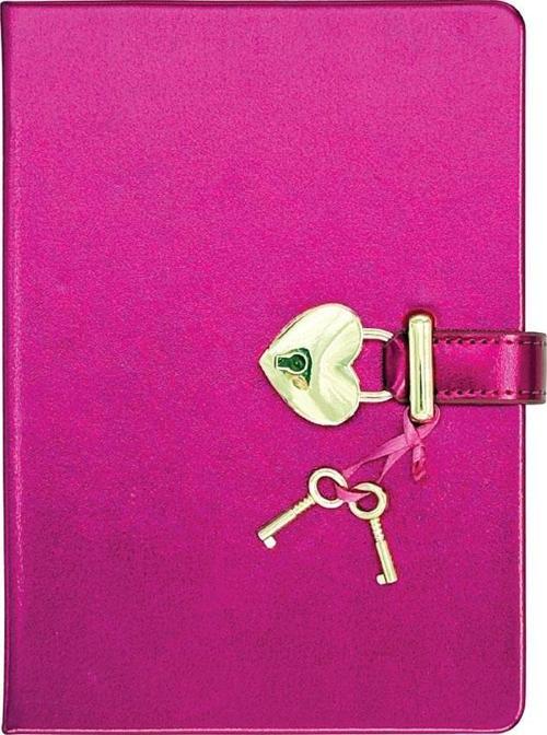 Victoria's Journals Hush Hush Kilitli Kutulu Metalik Çizgili Defter Koyu Pembe 124-1913