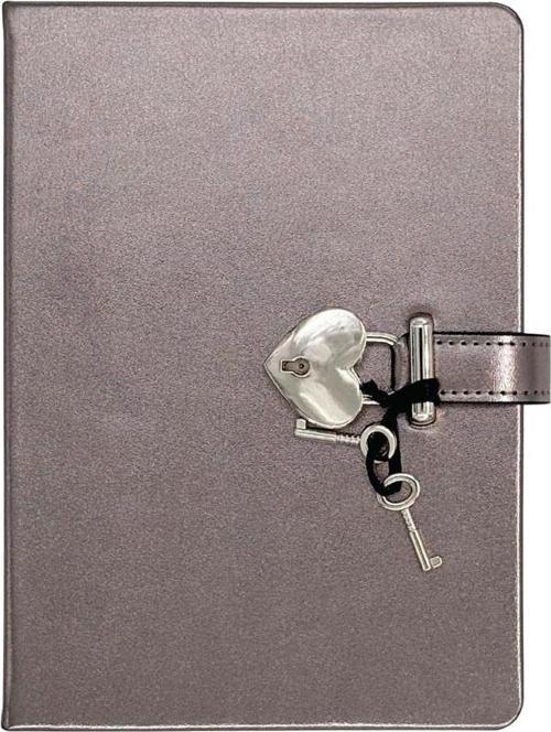 Victoria's Journals Hush Hush Kilitli Kutulu Metalik Çizgili Defter Platinum 124-1908