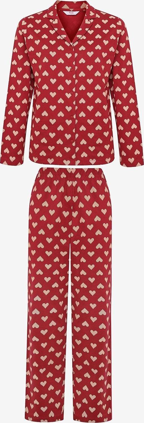 Gift Tiny Hearts Kırmızı Gömlek Pantolon Pijama Takımı