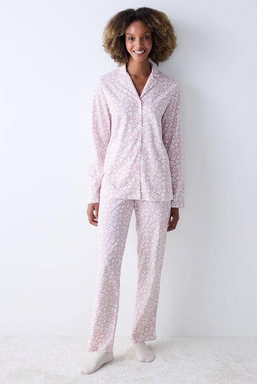 Pamuklu Dreamy Gül Kurusu Pembe Düğmeli Gömlek Pantolon Pijama Takımı