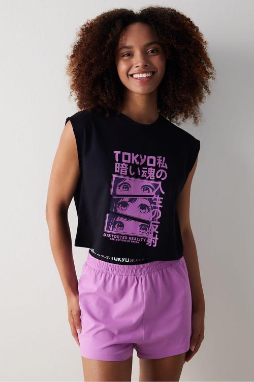 Tokyo Şortlu Çok Renkli Pijama Takımı