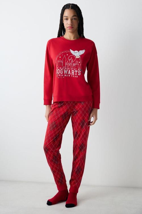 Harry Potter Magic Kırmızı Pantolon Pijama Takımı