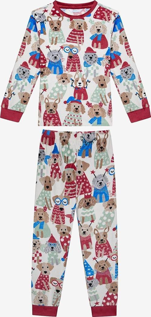 Unisex Çocuk Party Dog Kırık Beyaz Pijama Takımı