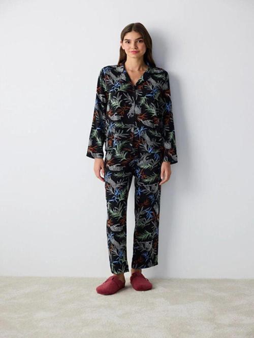Quinn Siyah Gömlek Pantolon Pijama Takımı
