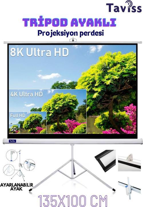 135X100 Cm Taşınabilir Tripod Projeksiyon Perdesi