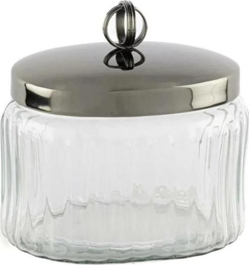 Füme Kapaklı Oval Cam Kavanoz 14x10x14 cm