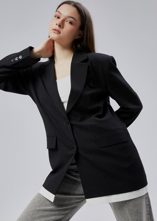 Siyah Oversize Uzun Blazer Ceket