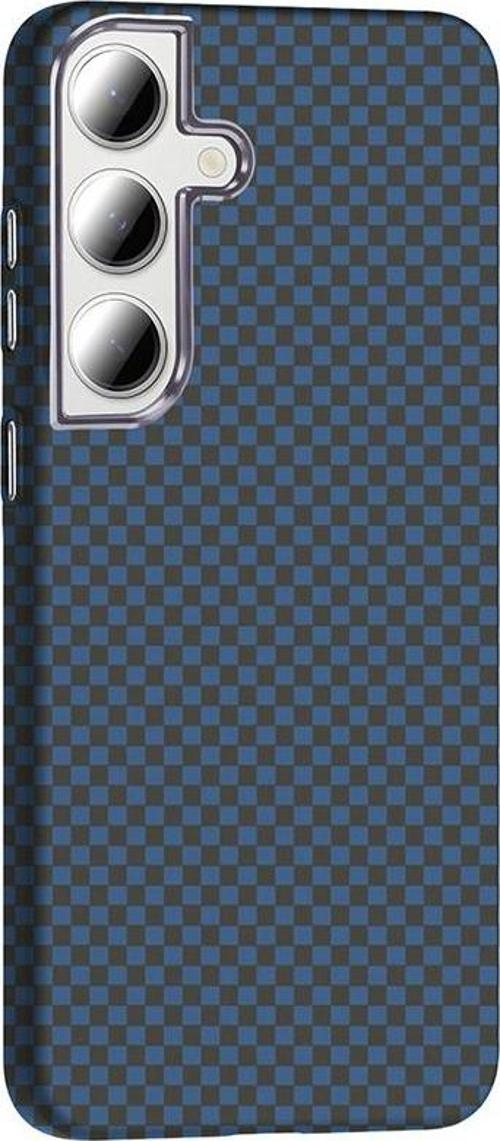 Galaxy S24 FE Kılıf M-safe Şarj Özellikli Karbon Fiber Görünümlü Gros Kapak Lacivert