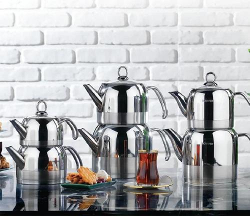 Ada Metal Çaydanlık Takımı (Büyük) 4 Parça-Inox