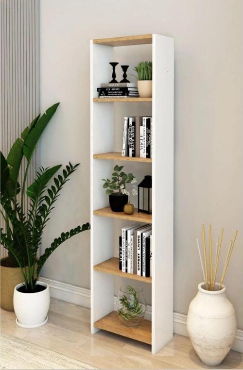 6 Raflı 40 Cm Dekoratif Kitaplık Bohem Tarz Kitaplık Ofis Kitaplığı Dolap Evrak Rafı Ev Rafı Kitap
