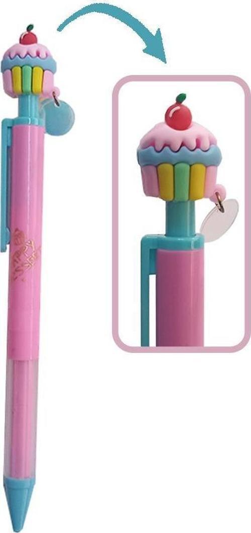 Cupcake Versatil Kalem Pembe 1 Adet Pasta Kapkek Figürlü 0,7 Uçlu Kalem Hediye Kalem Sevimli Kalem