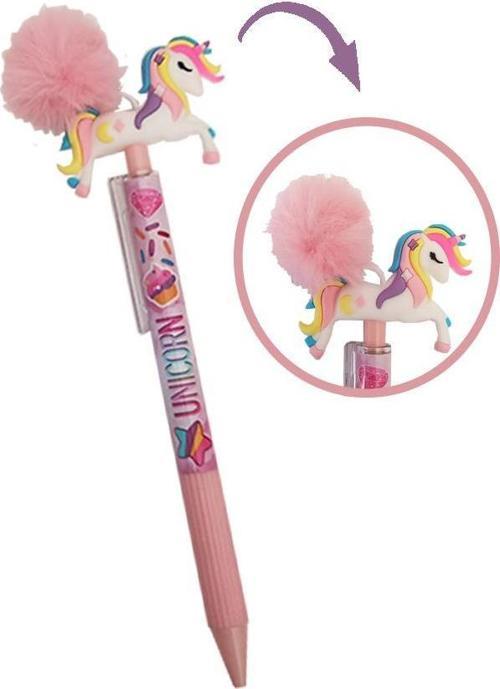 Unicorn Ponponlu Versatil Kalem Pembe 1 Adet Tek Boynuzlu Pompom 0,7 Uçlu Kalem Hediye Kalem Figürlü Sevimli Kalem