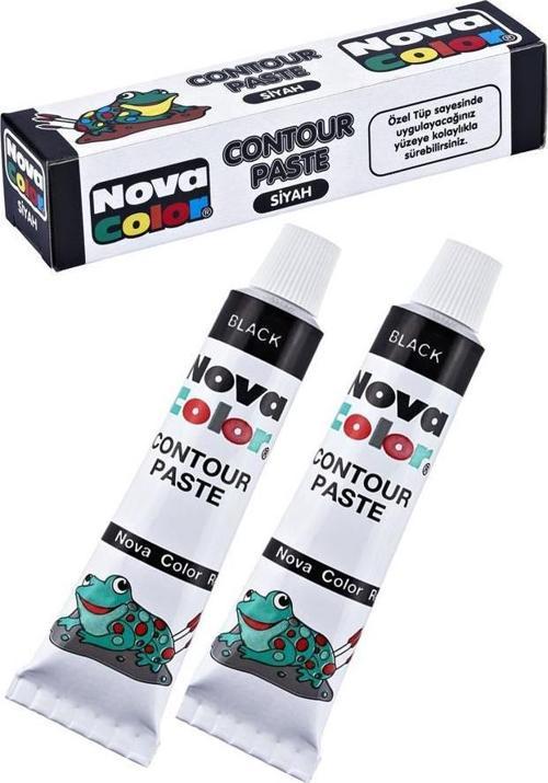 Siyah Kontür Boyası 25 ml 2 Adet Cam Vitray Boyası Kontur Siyah Vitray Çalışması