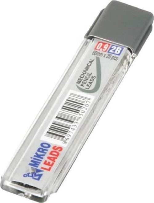 Kalem Ucu 2B 0,9 mm 1 Adet Mekanik Uçlu Otomatik Kurşun Kalem Ucu 2B 60mm x 0,9mm Siyah Uç Kısa