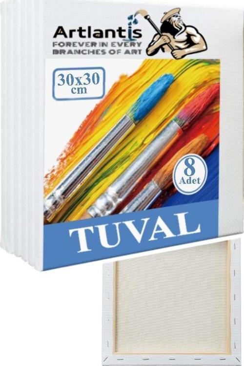 Tuval 30x30 cm Astarlı Kare Tuval 8 Adet Resim Tuvali 30*30 cm Tual Akrilik Boya Yağlı Boya İçin İdeal