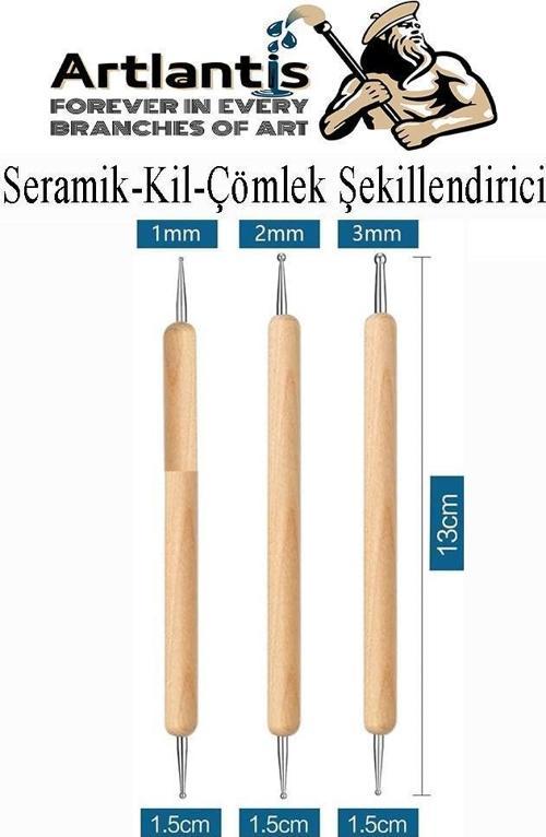 Seramik Kil Çömlek Şekillendirici 3 lü 1 Paket Seramik Modelaj Oyma Seti Heykel Hobi Tasarım