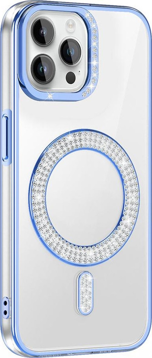 iPhone 12 Pro Kılıf Pırlanta Taş Tasarımlı M-safe Şarj Özellikli Karetta Silikon Kılıf