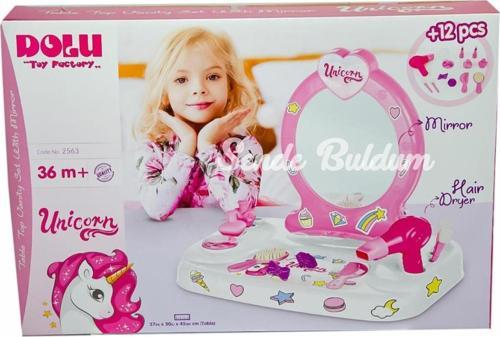 2563 Oyuncak Unicorn Masaüstü Aynalı Makyaj Seti   Dolu Oyuncak