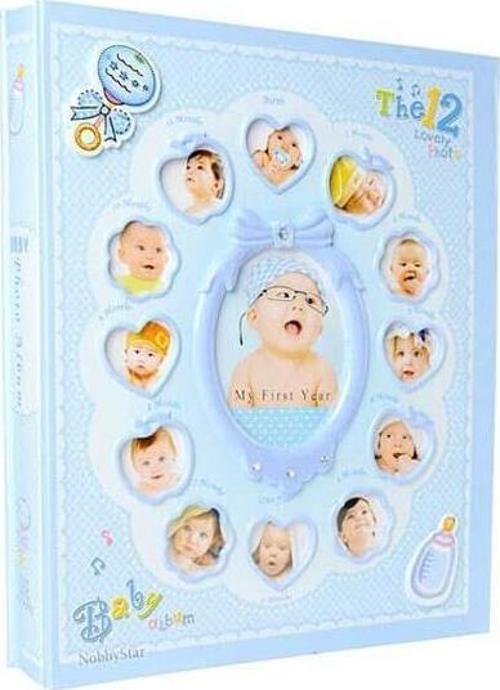 10x15cm 240 Fotoğraf Kapasiteli 12 Ay Çerçeveli Lüks Bebek Fotoğraf Albümü