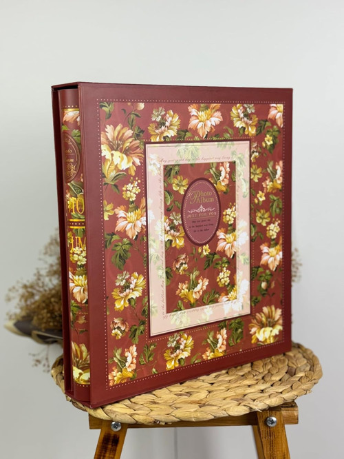 10x15cm 500 Fotoğraf Kapasiteli Kutulu Çiçek Desenli Lüks Ofset Fotoğraf Albümü
