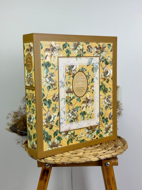 10x15cm 500 Fotoğraf Kapasiteli Kutulu Çiçek Desenli Lüks Ofset Fotoğraf Albümü