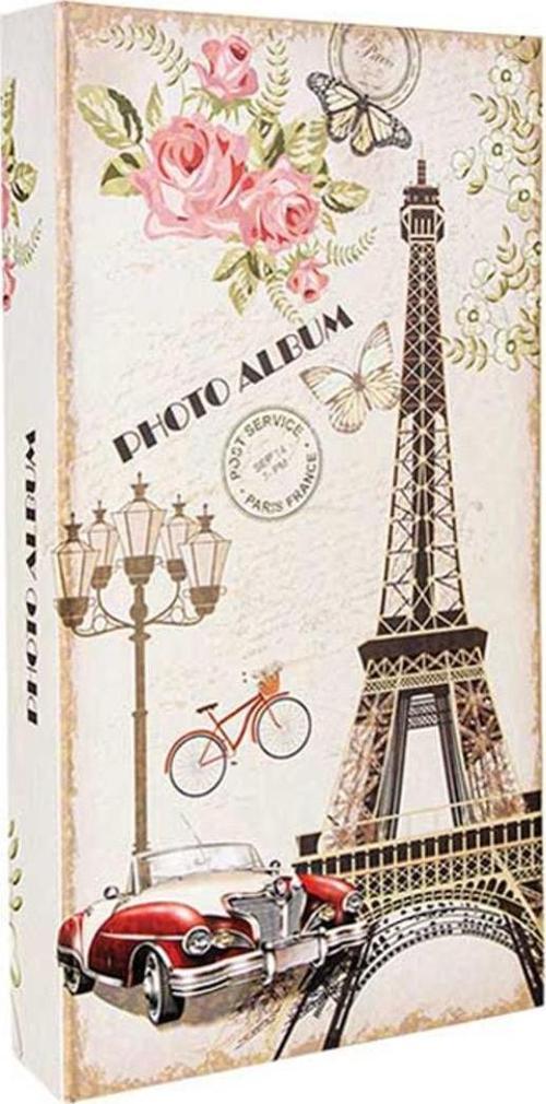 RS307 Fotoğraf Albümü 10x15cm 300 Fotoğraf Kapasiteli Eyfel Kulesi Desenli Lüks Albüm