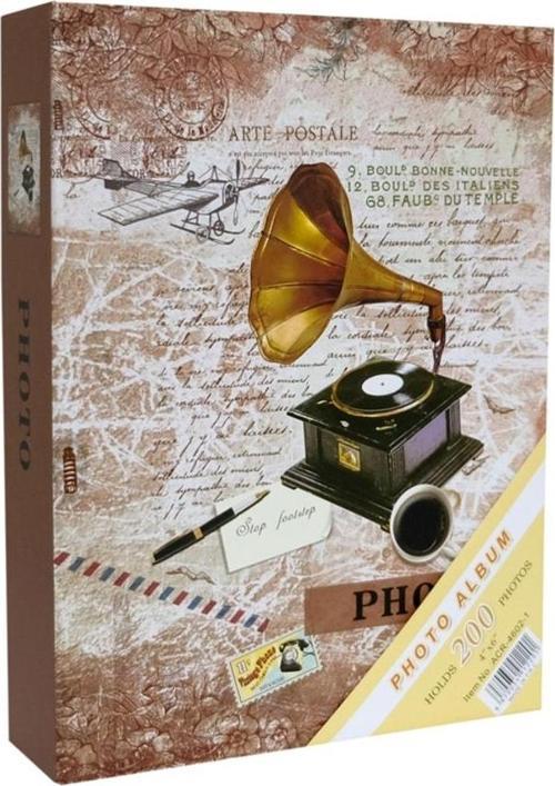 RS4602-1 Fotoğraf Albümü 10x15cm 200 Fotoğraf Kapasiteli Gramofon Desenli Anı Albümü