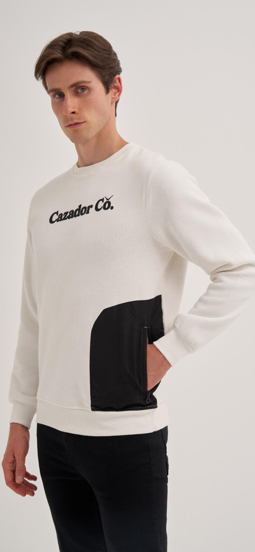 3 İplik Şardonlu Sweatshirt 5028 Beyaz