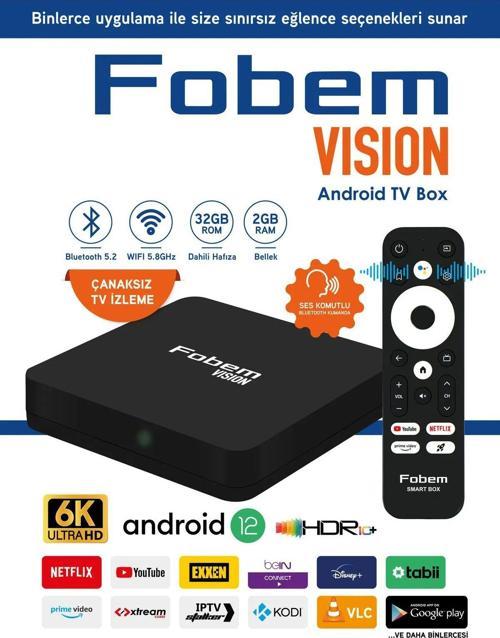 Vision 6K Android Tv Box Medya Oynatıcı - Sesli Komut Bluetooth Wi-Fi 2 Gb Ram 32 Gb Hafıza