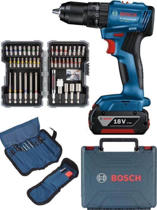 Professional GSB 185-Li 2.0 Ah Tek Akülü Kömürsüz Motor Darbeli Matkap + 23 Parça Aksesuar Set
