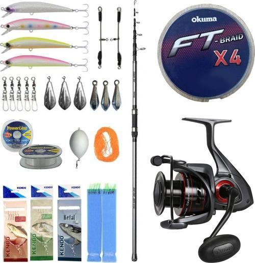 YekOutdoor Profesyonel Olta Seti Okuma Alaris Tele Surf 390 cm 100-200 gr Surf Kamışı&Okuma Ceymar C-8000A 7+1BB Olta Ma