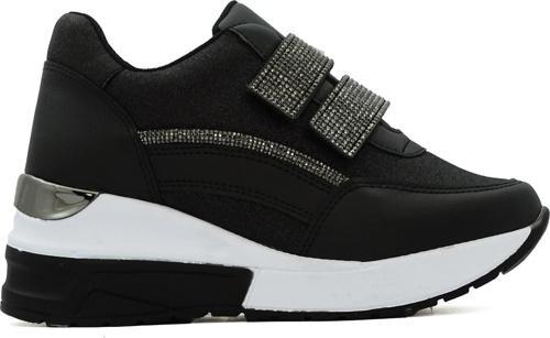 Kadın Simli Taşlı Kolay Giyim  Cırtlı Yüksek Taban Sneaker Spor Ayakkabı 1127