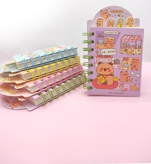 Sevimli Capybara Kapibara Ayraçlı Mini Not Defteri (9x14,5 cm) - Yeşil