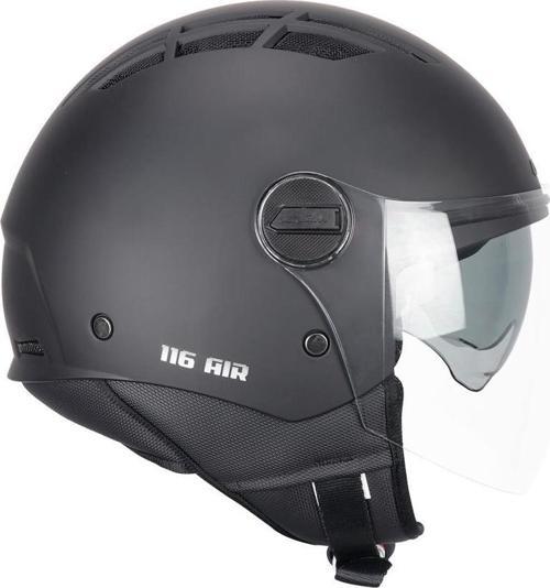 116A AIR Açık Kask SİYAH Uzun Vizör+Güneş Vizörlü -L