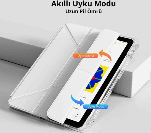 Galaxy Tab S10 FE 10.9 inç Uyumlu Kalem Bölmeli Katlanabilir Standlı Tri Folding Tablet Kılıfı