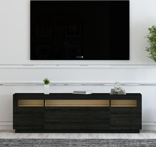 T005 Asil Led Işıklı Tv Sehpası Ahşap Siyah