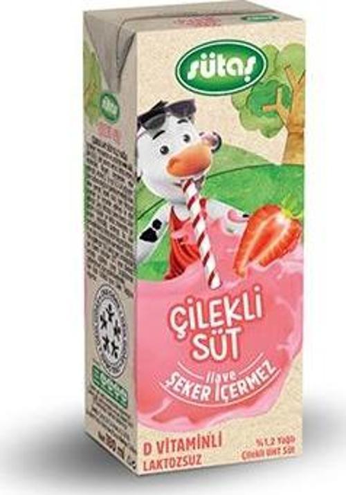 Şeker İlavesiz Çilekli Süt 180 ml