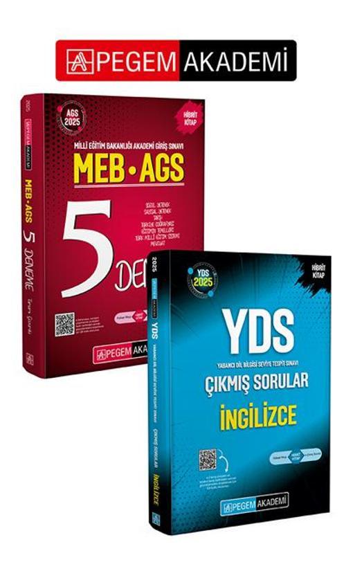 PEGEM AKADEMİ 2025 MEB-AGS Tamamı Çözümlü 5 Deneme + 2025 YDS İngilizce Çıkmış Sorular Seti (2.Kitap