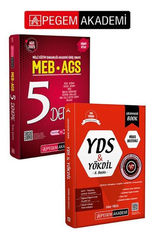 PEGEM AKADEMİ 2025 MEB-AGS Tamamı Çözümlü 5 Deneme +  YDS YÖKDİL Grammar Book Seti (2.Kitap)