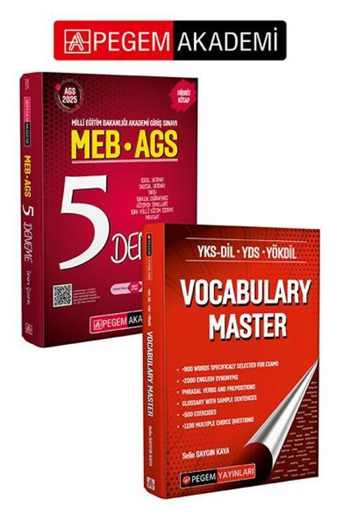 PEGEM AKADEMİ 2025 MEB-AGS Tamamı Çözümlü 5 Deneme + YKS-DİL YDS YÖKDİL Vocabulary Master Seti (2.Ki
