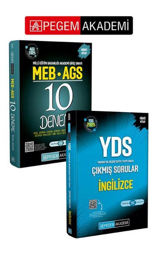 PEGEM AKADEMİ 2025 MEB-AGS Tamamı Çözümlü 10 Deneme + 2025 YDS İngilizce Çıkmış Sorular Seti (2.Kita