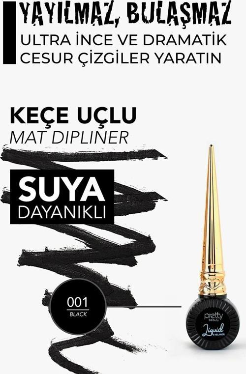 Liquid Eyeliner, Black Eyeliner (MAT SİYAH), Suya Dayanıklı Siyah Eyeliner