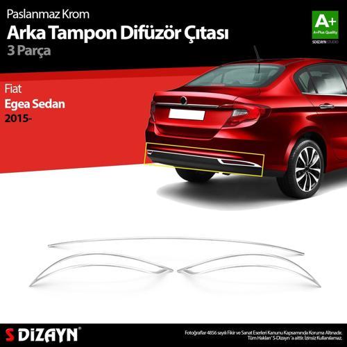 Fiat Egea Sedan Krom Arka Tampon Difüzör Çıtası 3 Prç. 2015 Üzeri