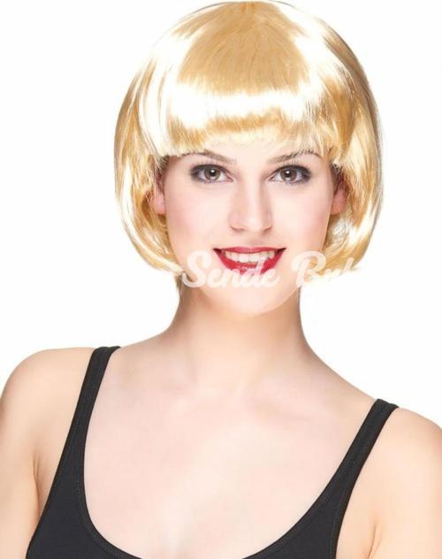 Nessiworld Platin Altın Dore Renk Küt Parti Peruğu Kısa Takma Peruk