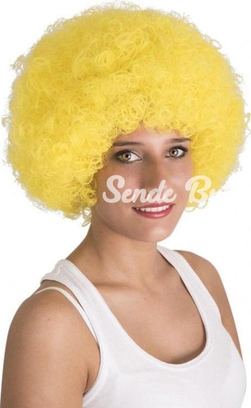 NessiWorld Sarı Renk Kıvırcık Afro Bonus Peruk