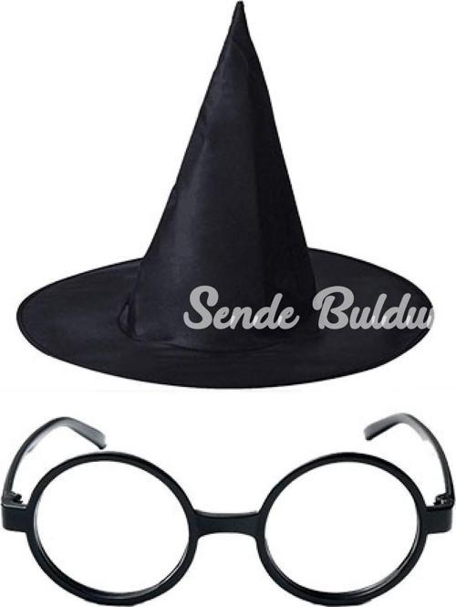 Harry Potter Büyücü Şapkası ve Harry Potter Büyücü Gözlüğü Siyah Renk